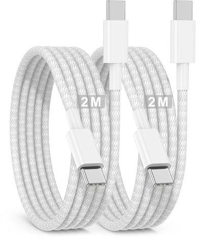USB C auf USB C Kabel 2M, 2Pack 2M Lang iPhone 17 16 15 USB C Ladekabel, Type C to Type C Schnellladekabel 60W für Apple iPhone 17 Air/17 Pro Max/16 Plus/16 Pro/16 Pro Max/15 Plus/15 Pro Max/iPad Pro
