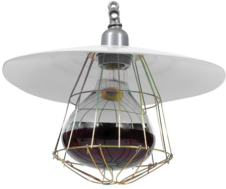 Mobestech Lámpara de Calor para Animales de Granja con Pantalla Metálica Protectora Accesorio para Casetas de Mascotas y Cerdos Pequeños Fácil Instalación y Calentamiento Color Aleatorio