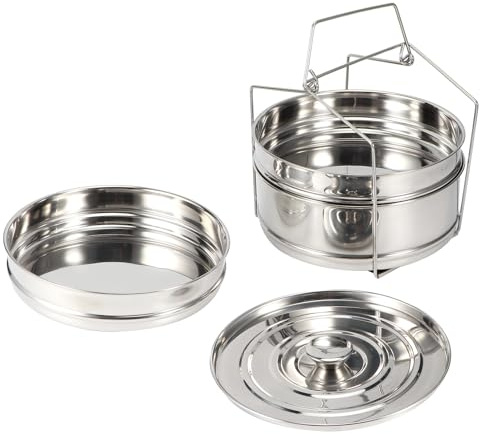 Phefop Pot, Stainless Steel Stackable Insert Pans, 3 Tier Cooking Container for Steaming Rice, Vegetables and Meat