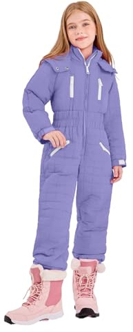 Guqmjde Skianzug Kinder Skioverall Schneeanzug Mädchen Skijacke Jungen Schneeoverall Outdoor Skianzüge Snowboard Verdickte Winterjacke Overall Warme Winteranzug Einteiliges Schneeanzüge