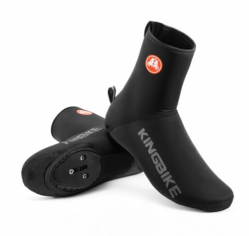 KINGBIKE Fahrrad Überschuhe Rennrad MTB Winter Thermo Winddicht Wasserabweisend Warme für Herren Damen (44-47)