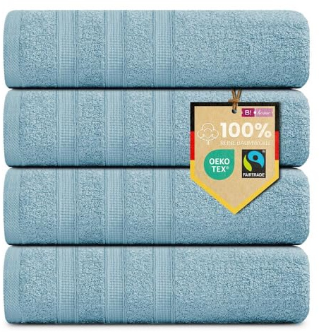 B!HOME 4er Set Premium Handtücher [100% Baumwolle] 50x100 cm, hellblau | Handtücher Weich, Saugstark & Pflegeleicht / Handtuch Perfekt für Bad, Gym & Reisen