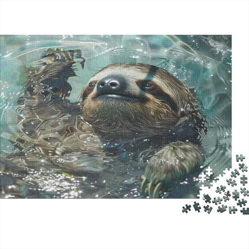 Schwimmen Sloth Puzzle 1000-teilige Schwer Puzzle Spielzeug Lernspiel Impossible Herausforderung Spielzeug Für Erwachsene Kinder 1000pcs (75x50cm)