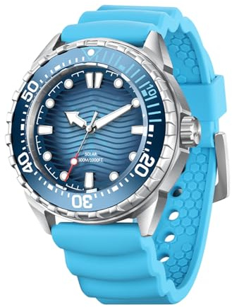Matybobe Solarbetriebene Quarz-Taucheruhr, Nachtleuchtend, Regenfestes Silikonarmband für Männer und Frauen, Umweltfreundliche, Langlebige Genauigkeit, Einzigartiges Design, Edelstahl,