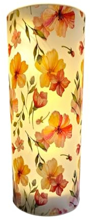 formano LED Deko Licht Blumenzeit Zylinder Glas 20 cm Blumen Motiv Timer 6h/18h batteriebetrieben (3× AA), stimmungsvolles Ambientelicht für Tisch, Fensterbank & Regal