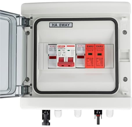 Coffret Electrique Etanche Coffret Solaire Photovoltaïque Parafoudre et Disjoncteur DC 500V 15A For Panneaux PV Tableau Electrique avec Disjoncteur(DC MCB 63A)