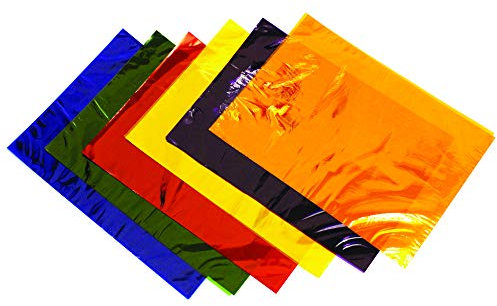 Bright Ideas Pack of 48 A4 Cellophane Sheets in Assorted Colours. Colourfast. Ideal for Creative Art and Crafts supplies, Scrapbooking Assortment and Stained-Glass Window. BI2614.