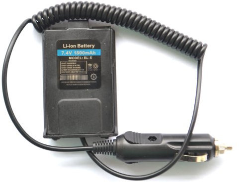 Baofeng UV5R 136-174/400-480 MHz Dual-Band DTMF CTCSS DCS FM Ham Radio bidirezionale, Nero, Caricatore per auto Baofeng Eliminatore di batteria