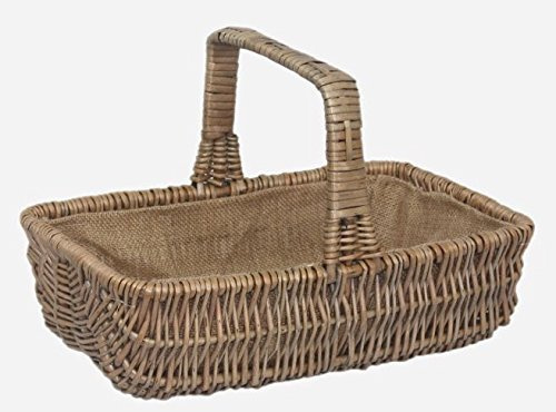 Red Hamper Wicker Rectangular Garden Basket Trug Medium