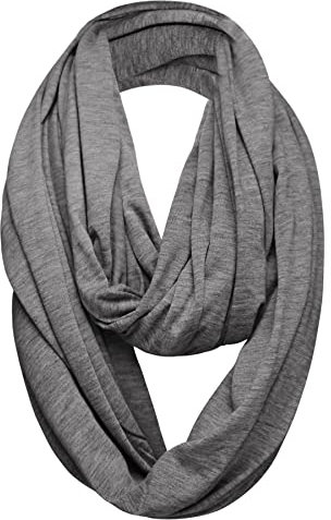 Plain 50% Cotton Blend Jersey Snood Scarf, Grey