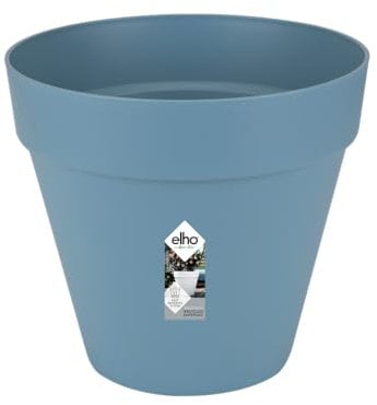 Elho Loft Urban Rond 50 - Pot De Fleurs pour Extérieur - Plastique 100% recyclé - Ø 48.5 x H 44.5 cm - Bleu/Bleu Vintage