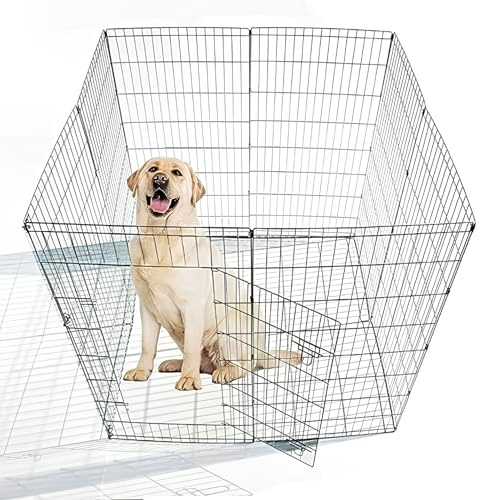 Ellie-Bo Easy-Up 8 Piece Foldable Portable Dog Puppy Play Pen with Door for Indoor/Outdoor Use 122cm High, Rabbit, Cat, Guinea Pigs