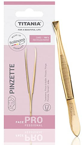 Titania Pince à épiler, Très plaqué or, droite, pack de 1 (1 x 12 g)