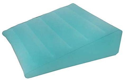 ObboMed HR-7510 Aufblasbares Bettkeilkissen mit Velouroberfläche, zum Schlafen, auf Reisen - mit horizontalen Einkerbungen zum Vermeiden von Abrutschen; Tiffany Blau - 58x 57 x 4-19 cm