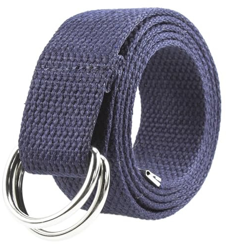 Gelante Canvas Web D-Ring-Gürtel, silberfarbene Schnalle, Militär-Stil, für Damen und Herren, 1 oder 3 Stück, Marineblau, L/XL (36-42 Waist)