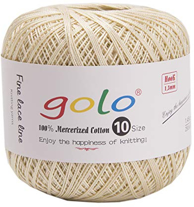 golo Crochet Thread Size 10 for Hand Knitting Yarn crocher Yarn (Pearl) 6-806