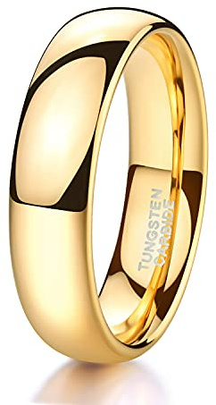 Zakk Ring Damen Herren 2mm 4mm 6mm 8mm Gelbgold Wolfram Poliert Schmal Ringe Verlobungsringe Ehering Hochzeitsband (6mm, 62 (19.7))