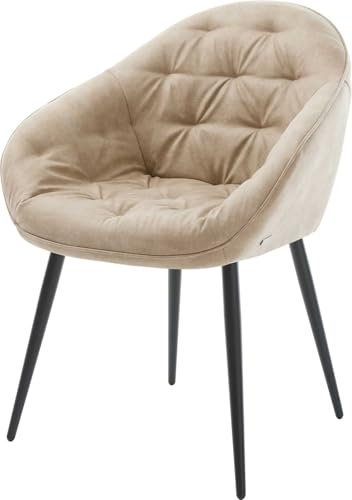 DELIFE Polsterstuhl Gaio-Flex 4-Fuß konisch Schwarz Mikrofaser Beige Vintage