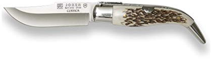 Joker Classic NC109 Albacete Taschenmesser mit Hirschhorngriff und MOVA-Klinge 8 cm, 80 gr, inkl. Scheide, Angelzubehör, Jagd, Camping und Wandern
