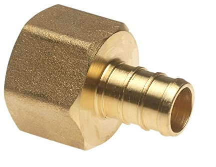 1/2 x 1/2 PEX Female NPT Threaded Adapter - Brass Crimp Fitting 1 Pack