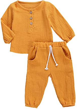 Geagodelia Babykleidung Set Baby Jungen Mädchen Kleidung Outfit T-Shirt Top + Hose Shorts Neugeborene Weiche Einfarbige Babyset T-47740