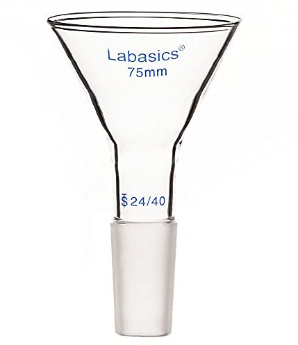 Labasics Verre Entonnoir à Poudre à Tige Courte avec Diamètre Extérieur Supérieur de 75 mm et 24/40 Inner Joint, Filter Funnel Entonnoir en Verre Filter Funnel Glass Funnel