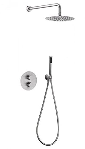 Mice - Conjunto de ducha empotrada pared 2 vias con rociador u mango - Grifos empotrados material Acero S316 para Interior/Exterior - Termostático - Duchas para jardines, piscinas