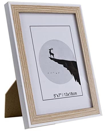 Dekorativer Fotorahmen aus Holz, 13 x 18 cm, mit Ständer (weißes Holz, 12,7 x 17,8 cm)