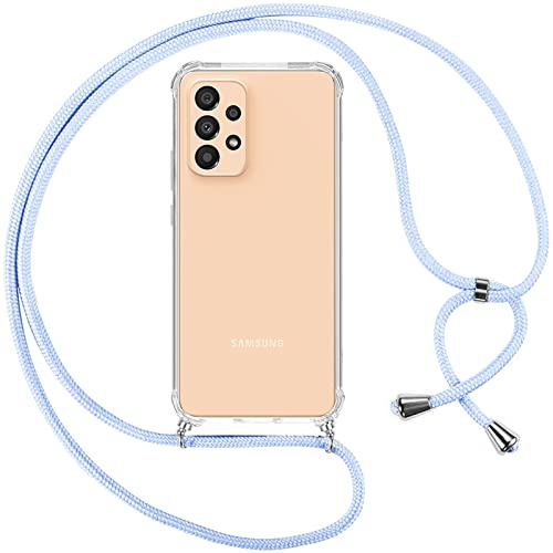 Pnakqil Handyhülle für Samsung Galaxy A33 5G Hülle mit Band, Transparent Weich Silikon mit Kordel Necklace Schnur Anti-Fall Bumper Schutzhülle Case Kompatibel mit Samsung A33 5G 6.4, Lila