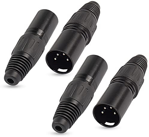 XMSJSIY 4 Pin XLR Male Plugs Connectors, Audio Mic Microphone Connector, Cable Ends Solder Type Replacement M-Plug Audio Socket - 4PCS