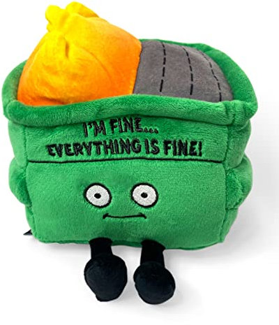 Punchkins Dumpster on Fire Plushie - I'm Fine, Everything is Fine! Dumpster Fire Plüsch, Emotionale Unterstützung Plüsch, Lustiges Plüschtier zum Verschenken