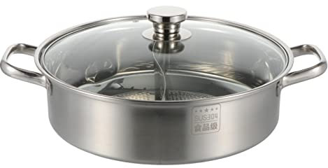 Doppelter Hot Pot aus Edelstahl mit Fachdesign, Silber