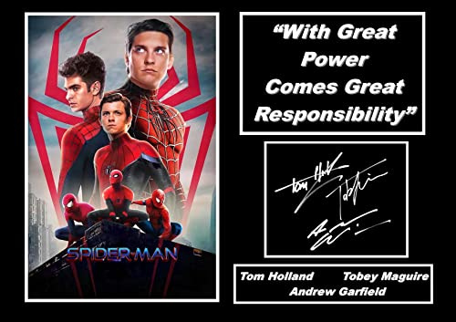 Spiderman All 3 Tom Holland, Andrew Garfield, Tobey Maguire Marvel, signierter Druck. (Nur Druck)