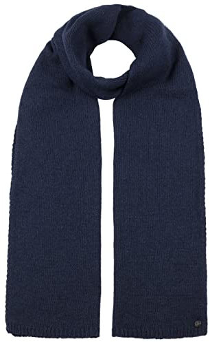 LIERYS Merino Kaschmir Strickschal Damen/Herren (180 x 30 cm) - Wollschal mit Merinowolle und Kaschmir - Winterschal Made in Germany - Gestrickter Schal Herbst/Winter dunkelblau