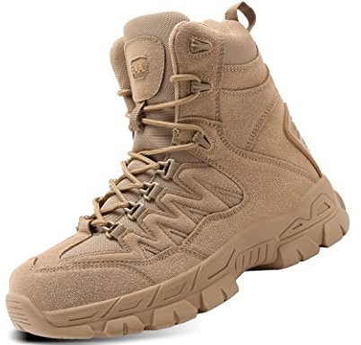 5.AA B867 Stivali Militari Uomo Stivali Tattici Esterni Stivali Leggeri e Traspiranti da Combattimento Scarpe da Lavoro di Sicurezza Durevoli Giallo deserto 45 EU