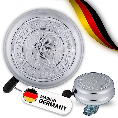TRAILWOLF Fahrradklingel Retro - Heiliger Christopherus - Schutzpatron für alle Reisenden - Made in Germany - maximale Sicherheit für jedes Fahrrad