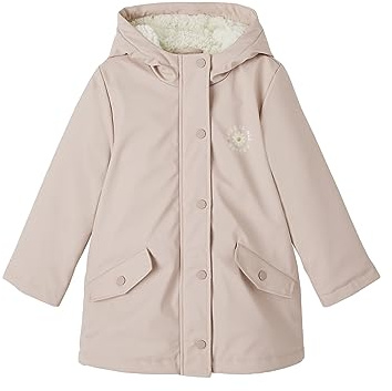 Vertbaudet Mädchen Regenjacke mit Kapuze & Teddyfleece-Futter hellrosa 128