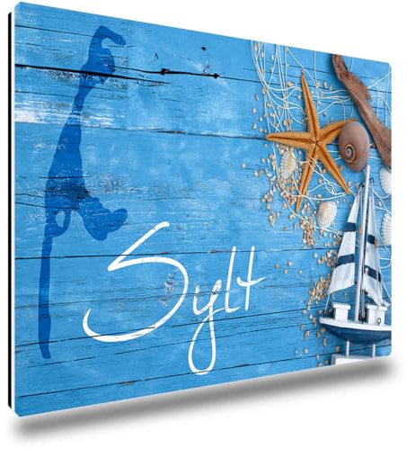 TRIOSK Kühlschrankmagnete Nordsee Magnet Insel Sylt Spruch Souvenir Geschenk Maritim für Reiselustige Frauen Männer Nordseeliebhaber Kühlschrank stark eckig groß 85x55 mm