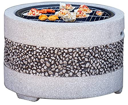 Pozo de Fuego al Aire Libre 55,5 cm/21,9 Kit de Parrilla de Barbacoa de jardín, Patio Trasero, Chimenea de jardín, Camping, tazón de Fuego de leña al Aire Libre