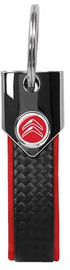 Citroen Offizieller roter Schlüsselanhänger, Carbon, rotes Logo, rot, Taglia unica
