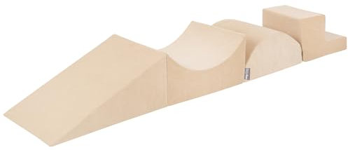 KiddyMoon Spielplatz Velvet Aus Schaumstoff Hindernisläufen, Element Zwickel/Rampe/Kopfteil/Stüfchen, Sandbeige