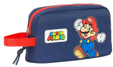 Super Mario World - Porta Desayunos Térmico, Termo, Portatodo, Calidad y Máxima Resistencia, Porta Comida, Recreo, 21.5x6.5x12 cm, Color Azul Marino