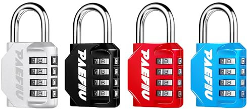 4 Stück Kofferschloss Zahlenschloss Kleines, 4 Stellig Vorhängeschloss Schloss mit Zahlencode Spindschloss für Fitnessstudio Schule Gepäck Rucksack (4 Farben)