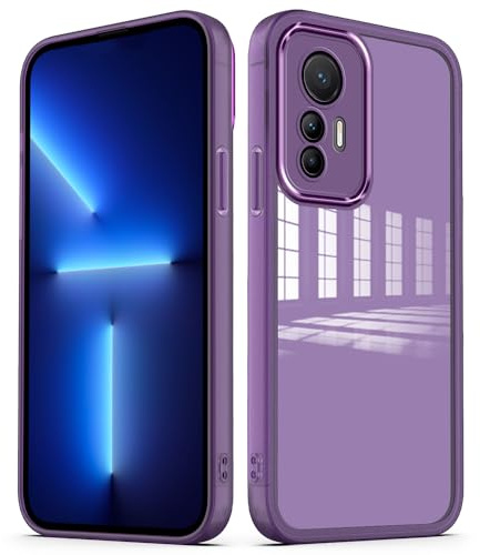 YUXING Cover per Xiaomi 12 Lite Custodia Trasparente con Pellicola Protettiva Lenti Morbida Ultra Sottile Antiurto Bumper Slim Case - Viola