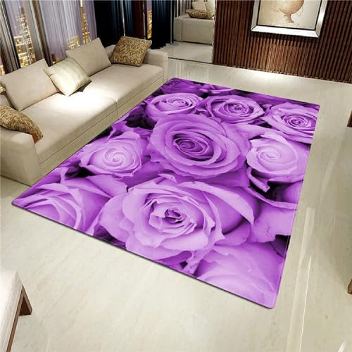 Teppich Wohnzimmer Moderne 3D Wunderschöne Violette Staubblätter, Weiche Flauschig Antirutschunterlage Kurzflor Fläche Teppiche Für Kinderzimmer Schlafzimmer Outdoor Küche 80 X 160 cm -7W1A2D0S7H7M7