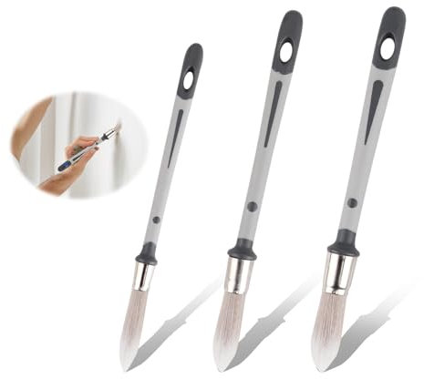 3 Pcs Paint Brushes for Walls, Window Walls Edger Paint Brush Pointed Synthetic Sash Paint Brushes Set, Professional Corners Narrow Areas Decorating Wall Baseboards Edges Trim Painting Touch Up Tools