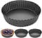 FWEEK Lot de 4 moules à tarte avec fond amovible - 24 cm - Anti-adhésif - Moule à quiche extra haut - Moule à quiche rond - Pour quiche, tarte et tarte - Gris foncé