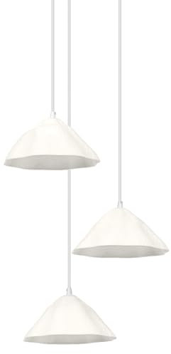 LEDVANCE weiße 3-flammige Dekor Lotusblatt Metall- und Pappmaché-Hängelampe, E14, 1562 mm Länge, Lampenschirm aus recyceltem Material, nachhaltig dank austauschbarer Lichtquelle, einfache Installation