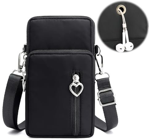 DAWRIS Crossbody Mobile Phone Bags Pouch, Women Cross Body Bag with Adjustable Strap, Anti Theft Crossbody Multi-Compartment Passport Bag Black Small Handbag Phone Purse for Women Girl