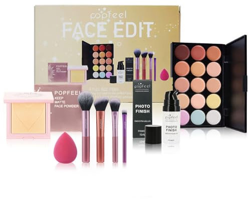 Make Up Set Für Gesicht, Schminkset Für Frauen Damen Mit Make Up Primer, Gesichtspuder, 15 Farben Concealer Palette, Makeup Pinsel Und Schwämme, Gesichts Schminke Geschenk Set